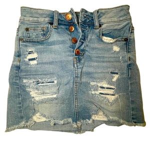 American Eagle Outfitters Jean Skirt Women's Blue Denim Super Stretch X